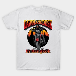 Dawn and Dusk in Bangkok,Thailand,yaksha biker illustration T-Shirt